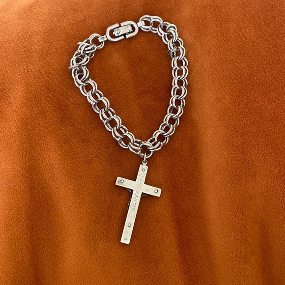 Sterling silver charm bracelet with a 925 vintage crosse - Picture 3 of 10